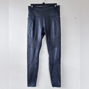 Athleta Inclination Moto Shimmer Tight Leggings Black Womens Size M T